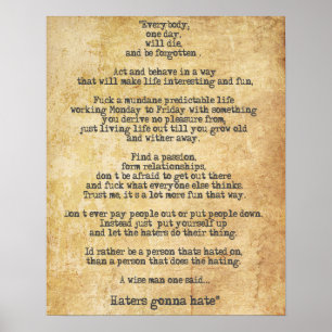 Motivational Zyzz citationstecken om liv Poster