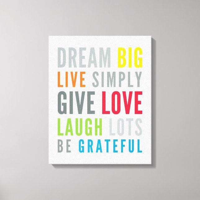 MOTIVATIONELLT ORD TILL KÄRLEK GENOM modern typogr Canvastryck (Framsida)