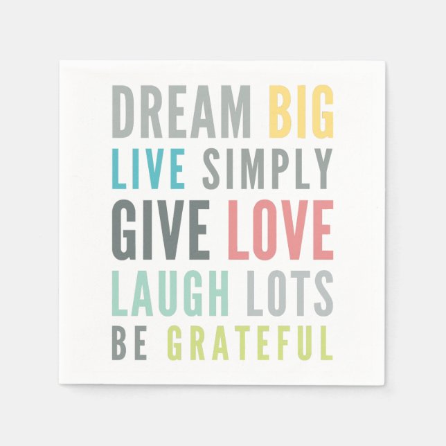 MOTIVATIONELLT ORD TILL KÄRLEK GENOM modern typogr Pappersservett (Framsidan)