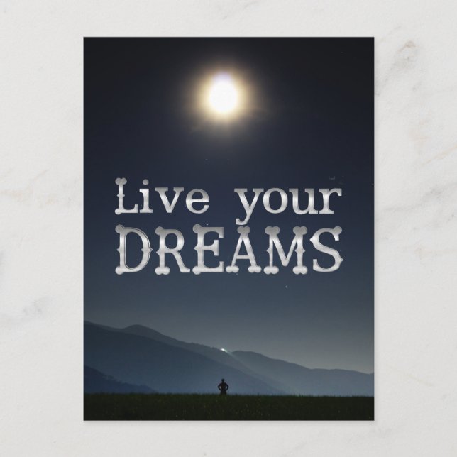 Motivationscitat för att leva dina drömmar vykort (Framsida)