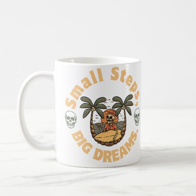 motivationscitat-små steg, stora drömmar  kaffemugg (Vänster)