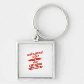 Motivationscitatdesign Fyrkantig Silverfärgad Nyckelring