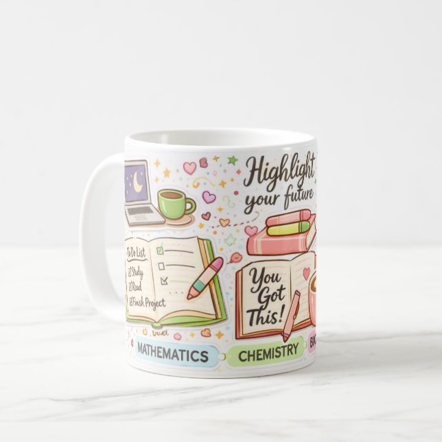 Motivationsmugg – mysigt pastellfodral kaffemugg (Framsida vänster)