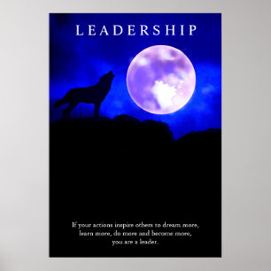 Motivative Leaagement Varg Blue Night Fullmoon Poster