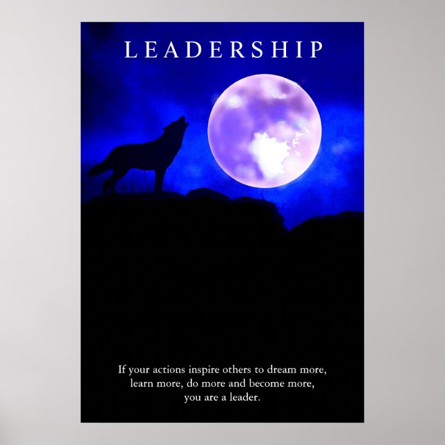 Motivative Leaagement Varg Blue Night Fullmoon Poster (Framsidan)