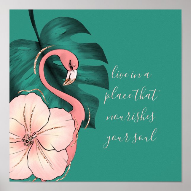 Motivative Say Elegant Rosa Flamingo Poster (Framsidan)
