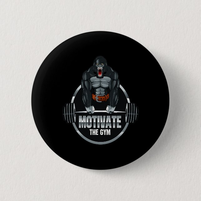 Motivera Gym Gorilla Beast Workout Bodybuild din Knapp (Framsida)