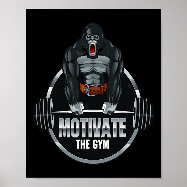 Motivera Gym Gorilla Beast Workout Bodybuild din Poster (Framsidan)