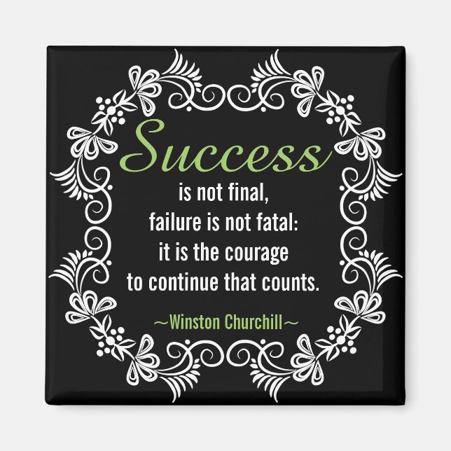 Motiverad Churchill Positive Attitude Quote Magnet (Framsidan)