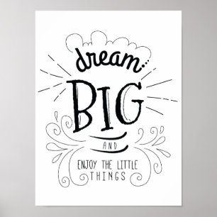 Motiverad Dream Big Quote Art-utskrift Poster