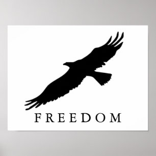 Motiverad Freedom Eagle Landing Black White Art Poster