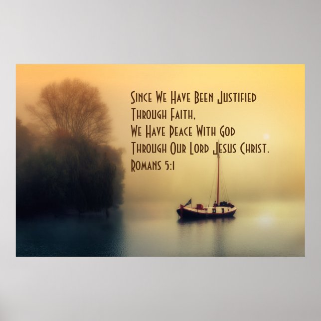 Motiverad genom Faith Romans 5:1 Anoded Poster (Framsidan)