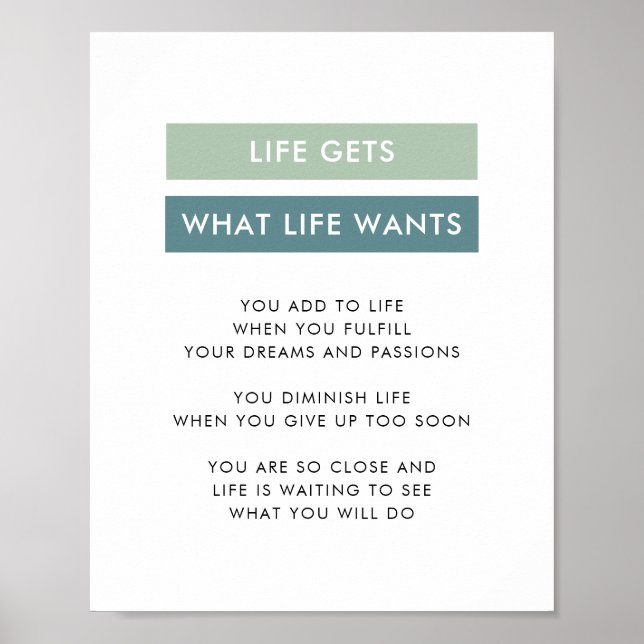 Motiverad Grönt Rand Motiv Mindset-citat Poster (Framsidan)