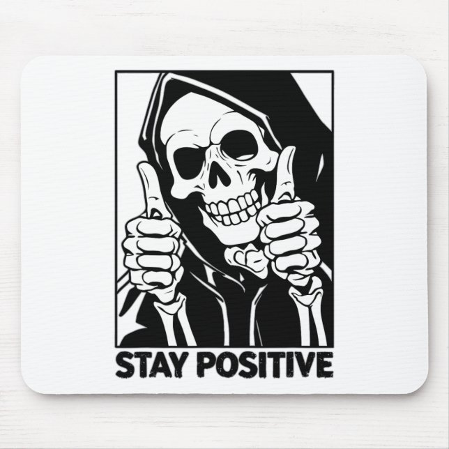 Motiverad kvarstående positiv Skeleton Grim Reaper Musmatta (Framsidan)