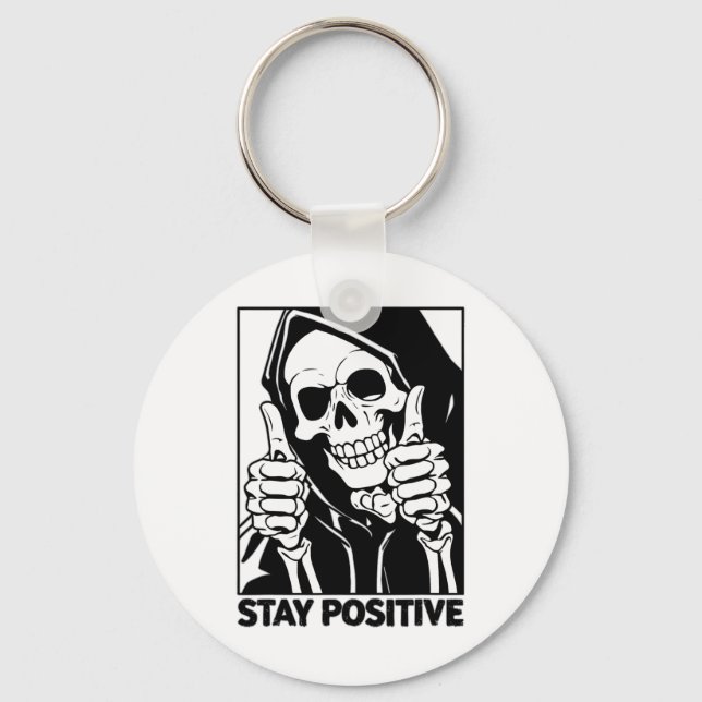 Motiverad kvarstående positiv Skeleton Grim Reaper Nyckelring (Framsida)