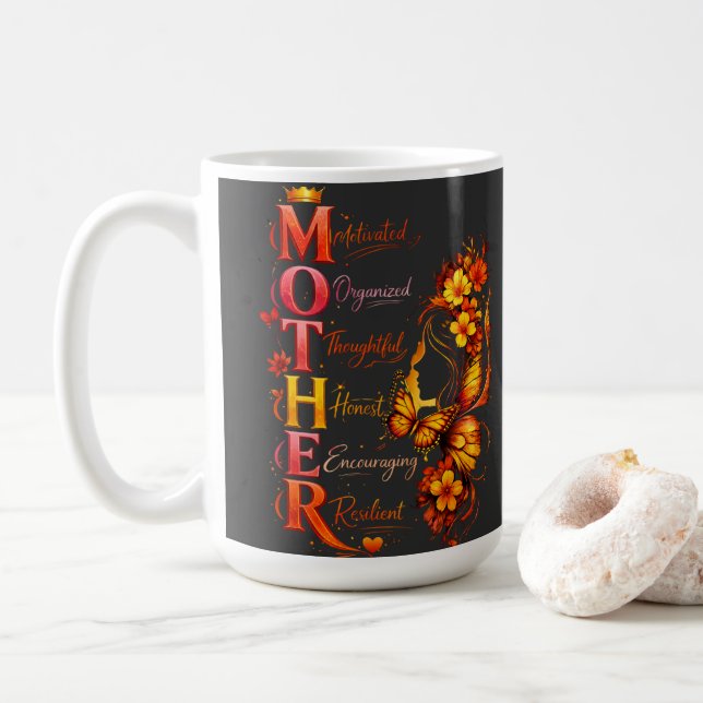 Motiverad mamma fjäril skjorta kaffemugg (Med munk)