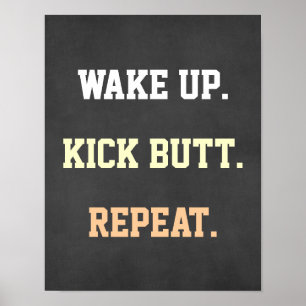 Motiverad offertvakning. Kick Butt. Upprepa. Poster