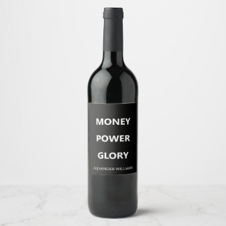 Motiverande affärsminimalistisk svart och vit vinflaska etikett