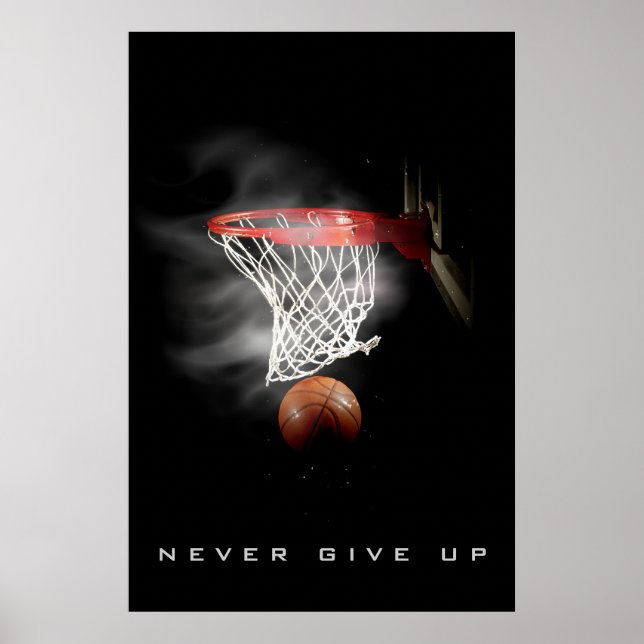 Motiverande, aldrig Ge upp Basketboll Poster (Framsidan)
