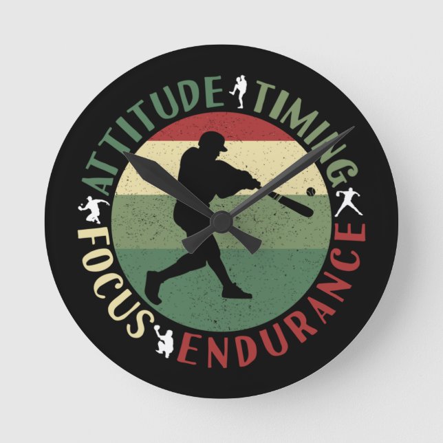 Motiverande basebollagvärderingar rund klocka (Framsida)