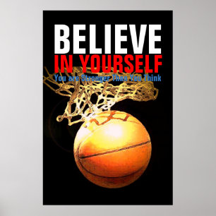 Motiverande basket tror på dig själv poster