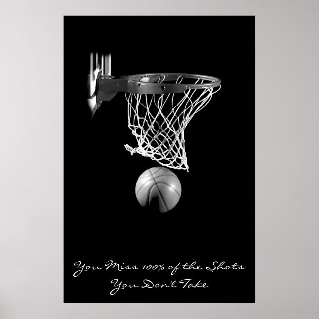 Motiverande Basketball Black & White Poster (Framsidan)