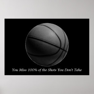 Motiverande Basketball Black & White Poster