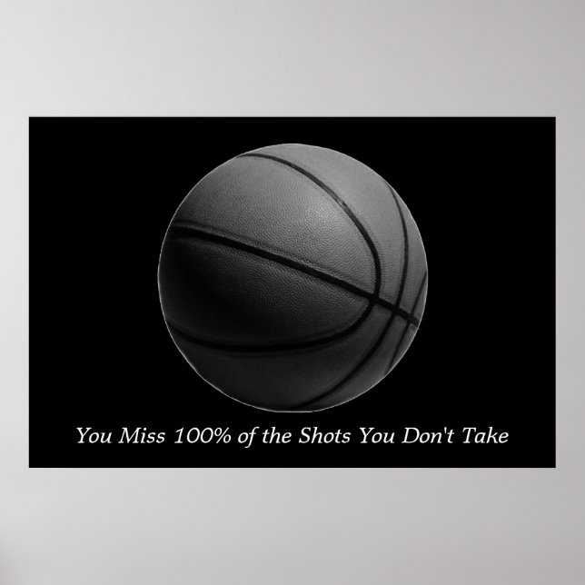 Motiverande Basketball Black & White Poster (Framsidan)