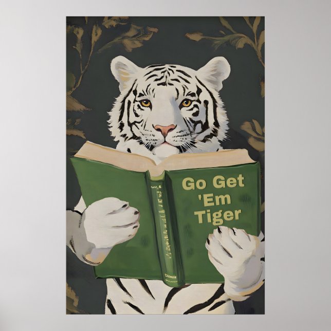 Motiverande Bengalisk Tiger Läsning Tryck Rolig (Framsidan)