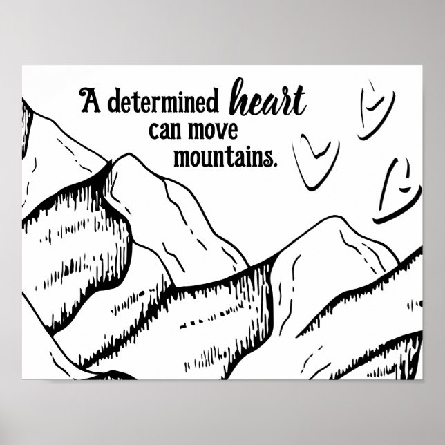 Motiverande, bestämt hjärta kan flytta berg poster (Framsidan)
