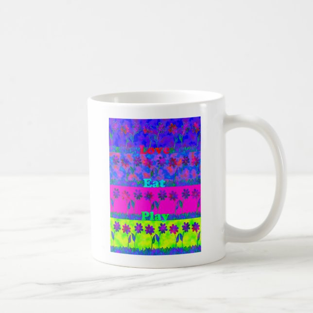 Motiverande, brant "Eat Kärlek & Play"-utskrift Kaffemugg (Höger)