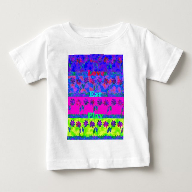 Motiverande, brant "Eat Kärlek & Play"-utskrift Tee (Framsida)