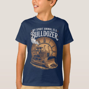 Motiverande Bulldozer Andlig Retro Rolig T Shirt