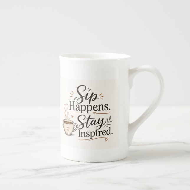 Motiverande Citat Kaffemuggsdesign Benporslin Mugg (Höger)