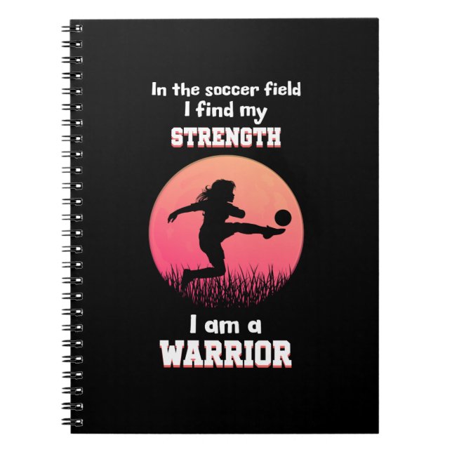 Motiverande citat om att spela fotboll anteckningsbok (Framsidan)