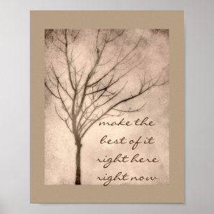Motiverande citat poster naturkonst sepia träd