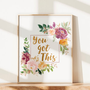 Motiverande Citat Vacker Färgrik Ros Blomma Poster