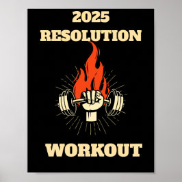 Motiverande citattecken för 2025-lösningsworkout P Poster