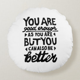 Motiverande citattecken Lino Print Round Dekorativ Rund Kudde