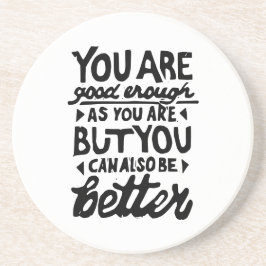 Motiverande citattecken Lino Print Round Sandstone Underlägg