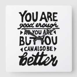 Motiverande citattecken - Lino-utskrift Fyrkantig Klocka