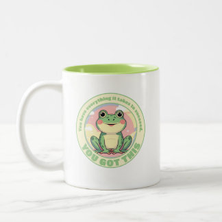 Motiverande Cute Frog Design - du Har det här! Två-Tonad Mugg