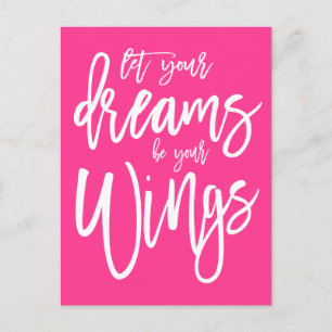Motiverande drömmar är din Vingar vita Rosa Vykort