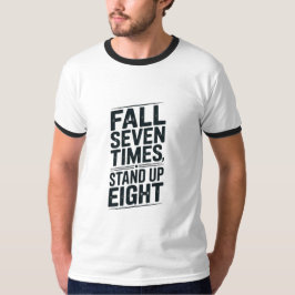 Motiverande Fall Stå Upp Citat Svart Typografi T Shirt