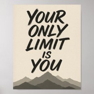 Motiverande Fet typografi & bergskonst Poster