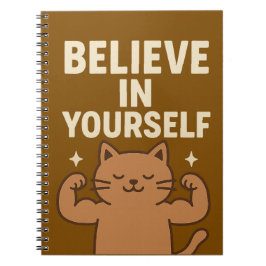 Motiverande Flexing Cat - "Tro på dig själv" Anteckningsbok