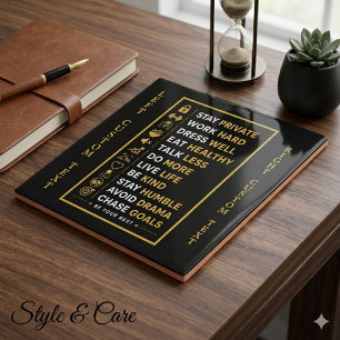 Motiverande framgångscitat Svart Guld Typografi Kakelplatta