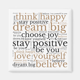 Motiverande fraser WordArt Mönster Black Guld Magnet