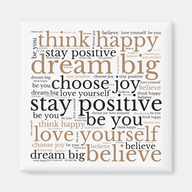 Motiverande fraser WordArt Mönster Black Guld Magnet (Framsidan)