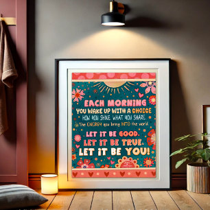 Motiverande Grönt för Rosa inspirerande citat, oav Poster